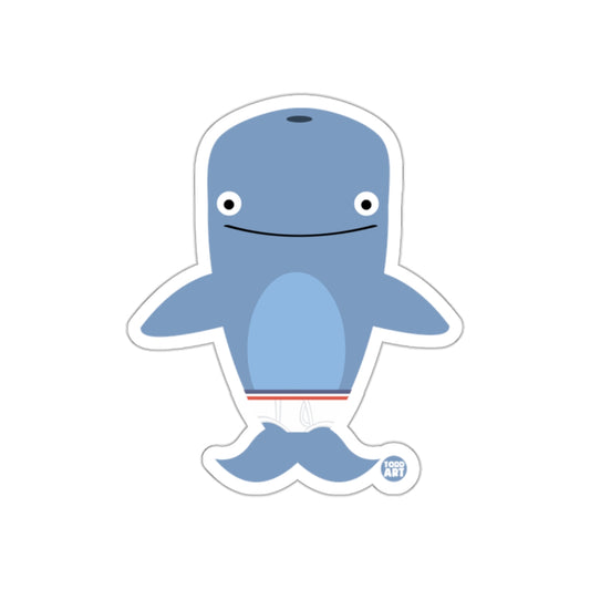 Cute Blue Shark Cartoon with Moustache Sticker