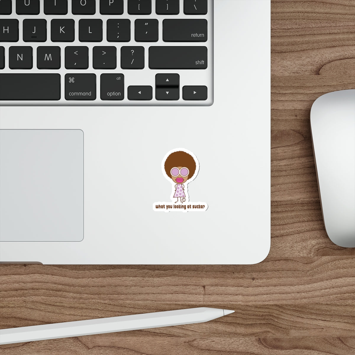 fun sticker with afro character and funny text sticker
