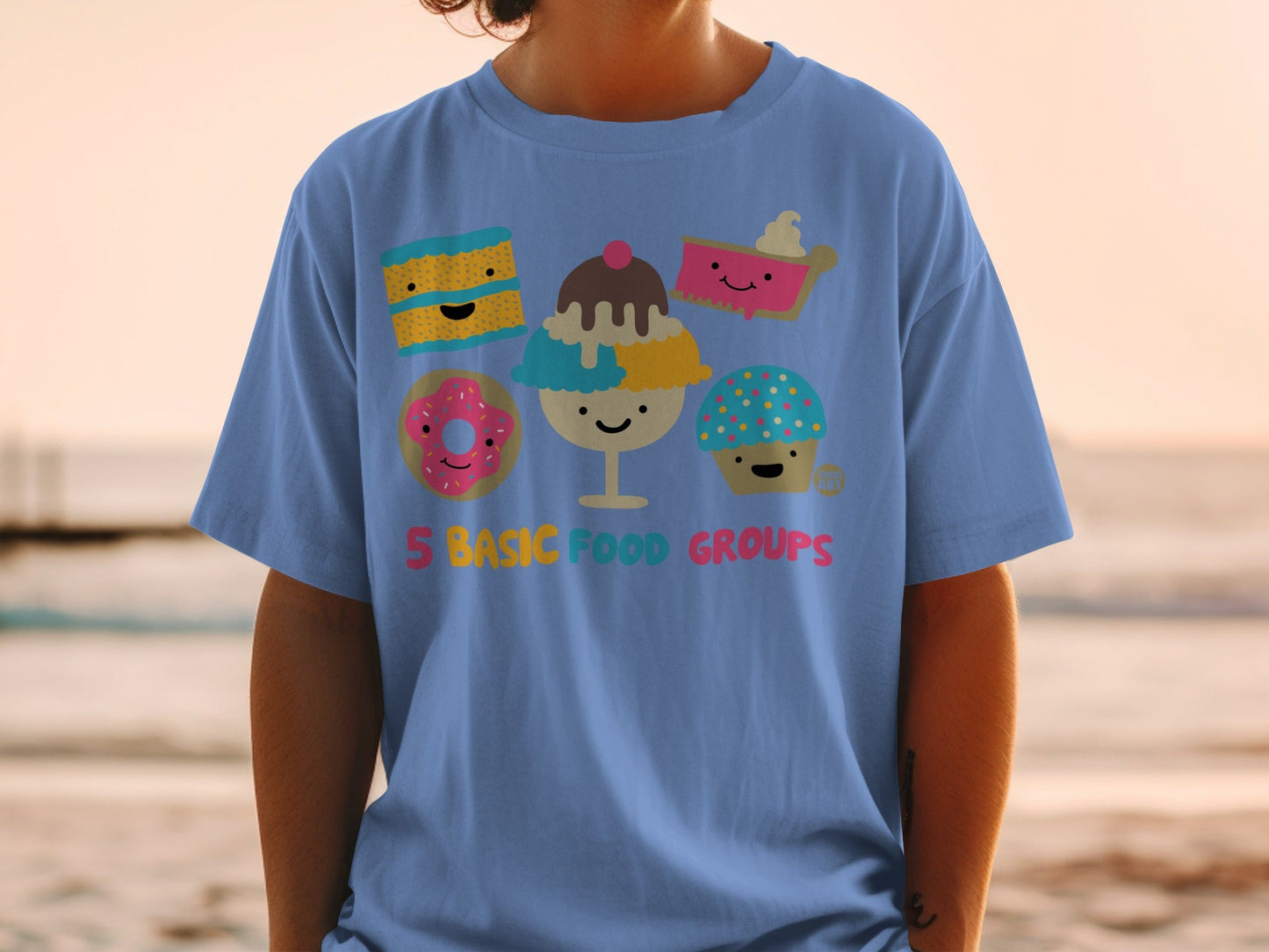 Fun 5 Basic Food Groups Graphic Tee for Everyday Wear