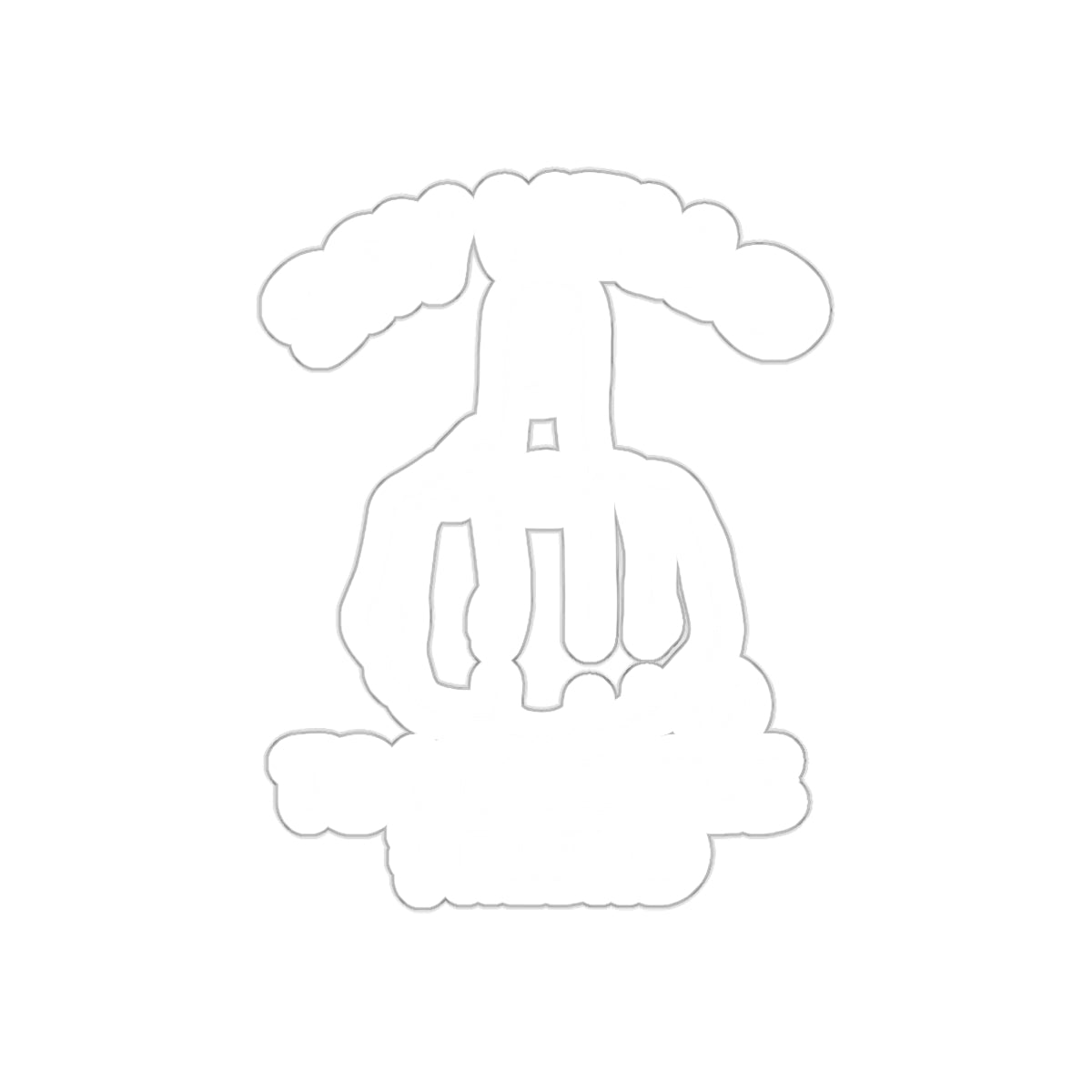 White Monkey Skull and Cloud Outline Design Sticker