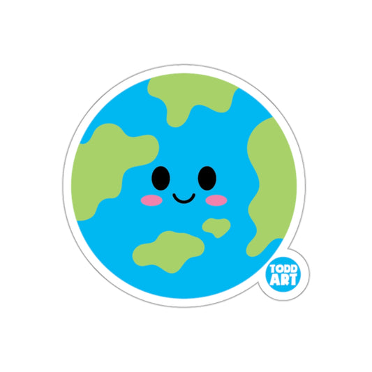 Cute Smiling Earth Todd Art Sticker for All Ages