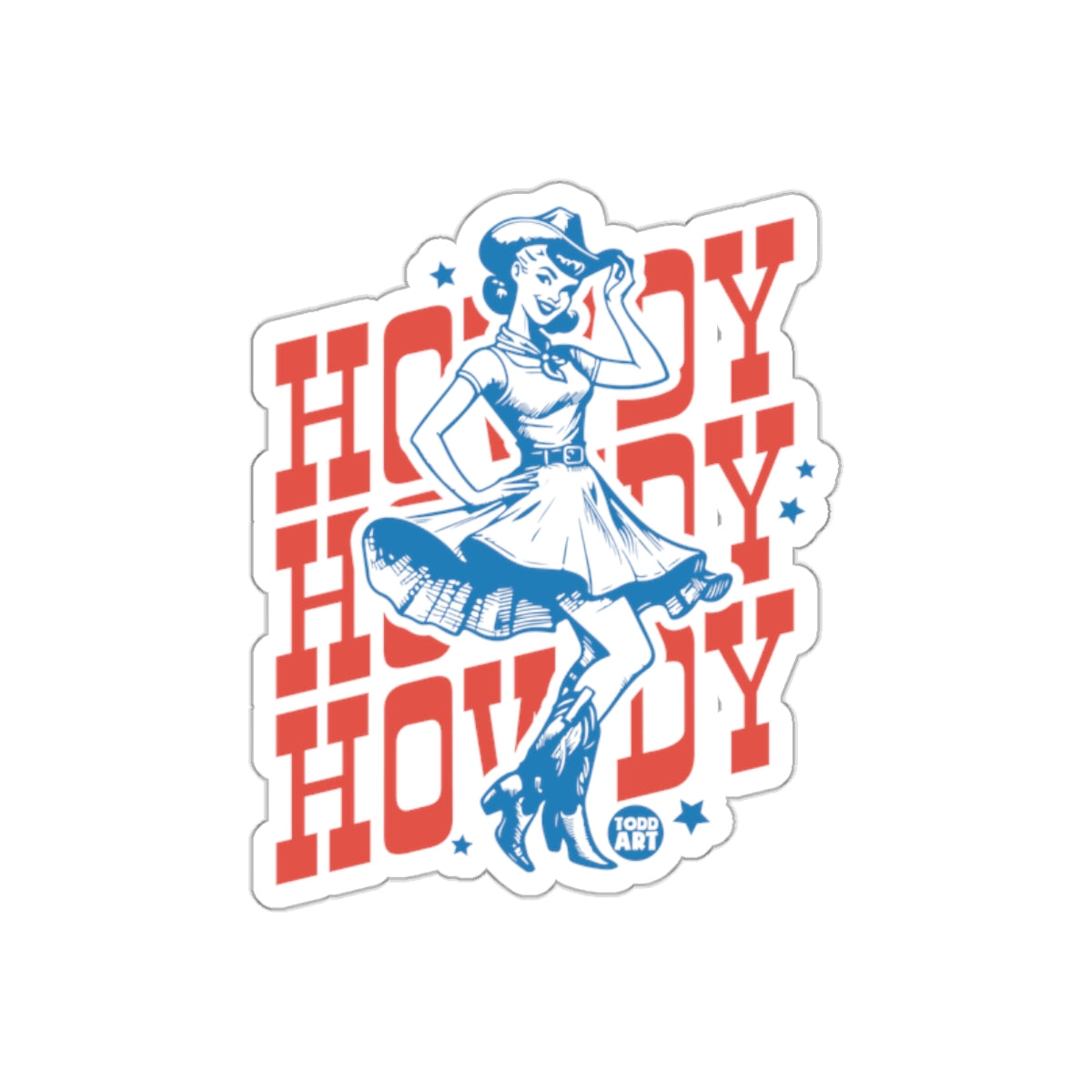 Howdy Cowgirl Sticker Western Retro Art Todd Design