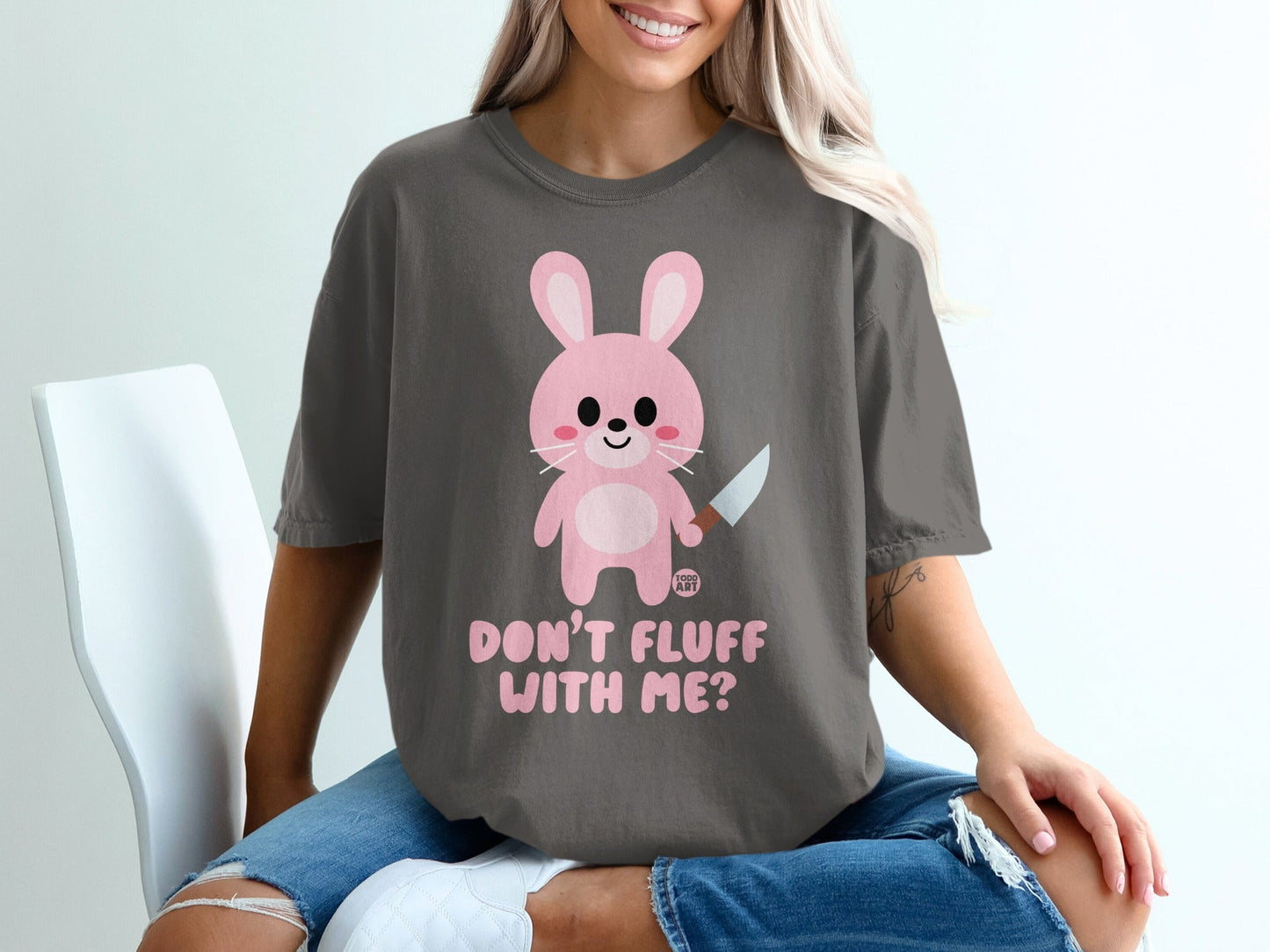 Don't Fluff With Me Bunny Graphic Tee Shirt