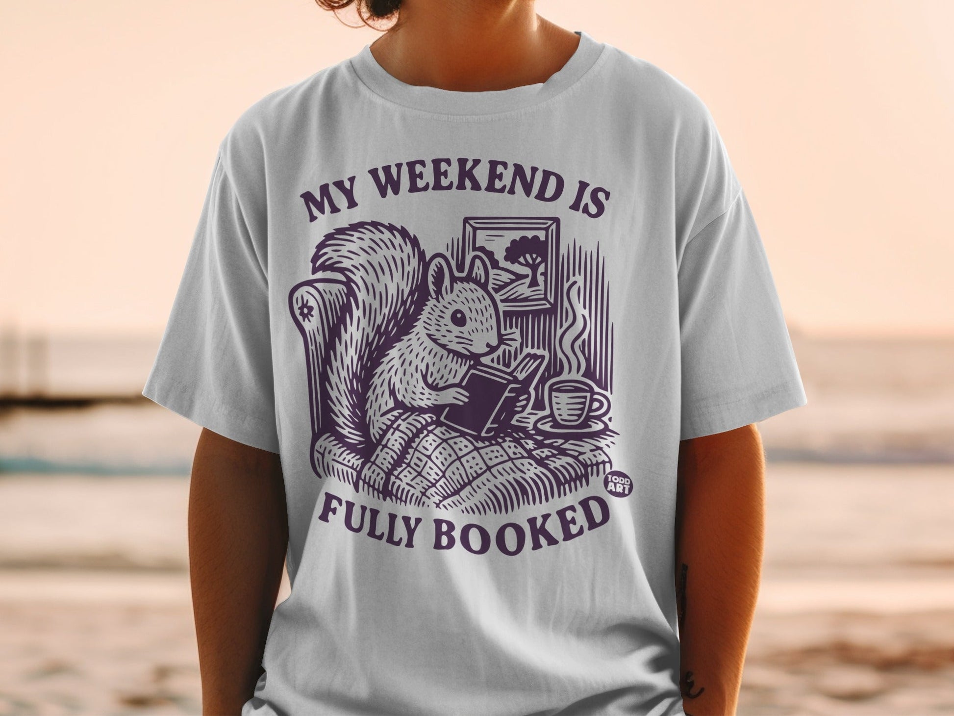 My Weekend Is Fully Booked Squirrel Reading T-Shirt