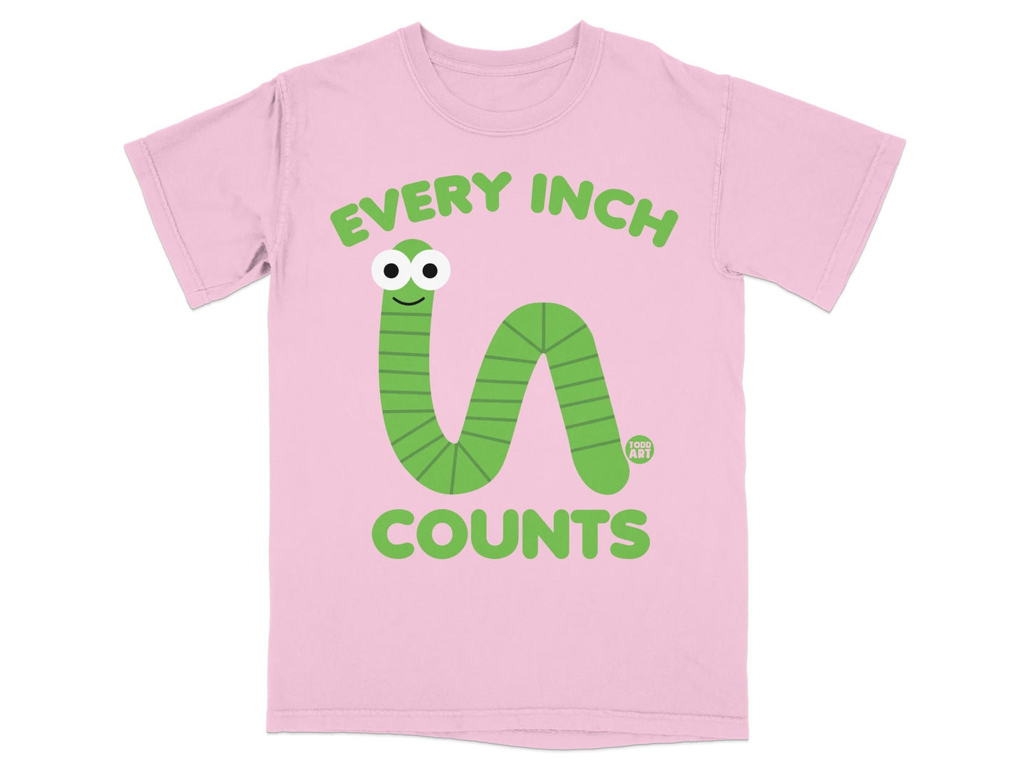 Every Inch Counts Green Worm Graphic T-Shirt