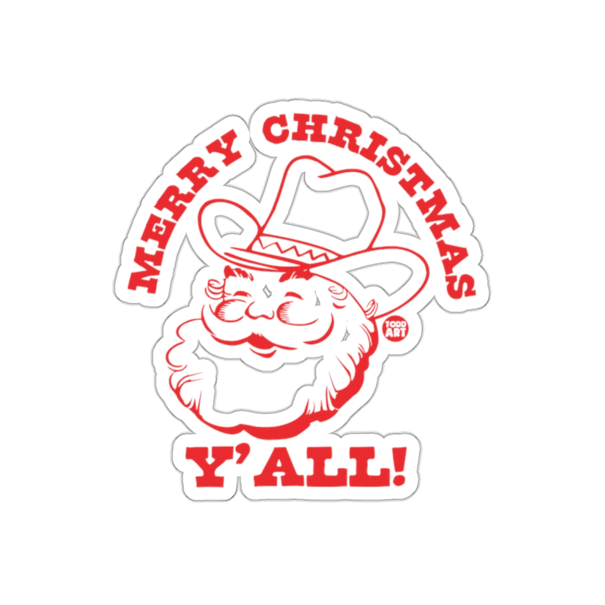 Merry Christmas Y'all Santa Sticker Holiday Decor