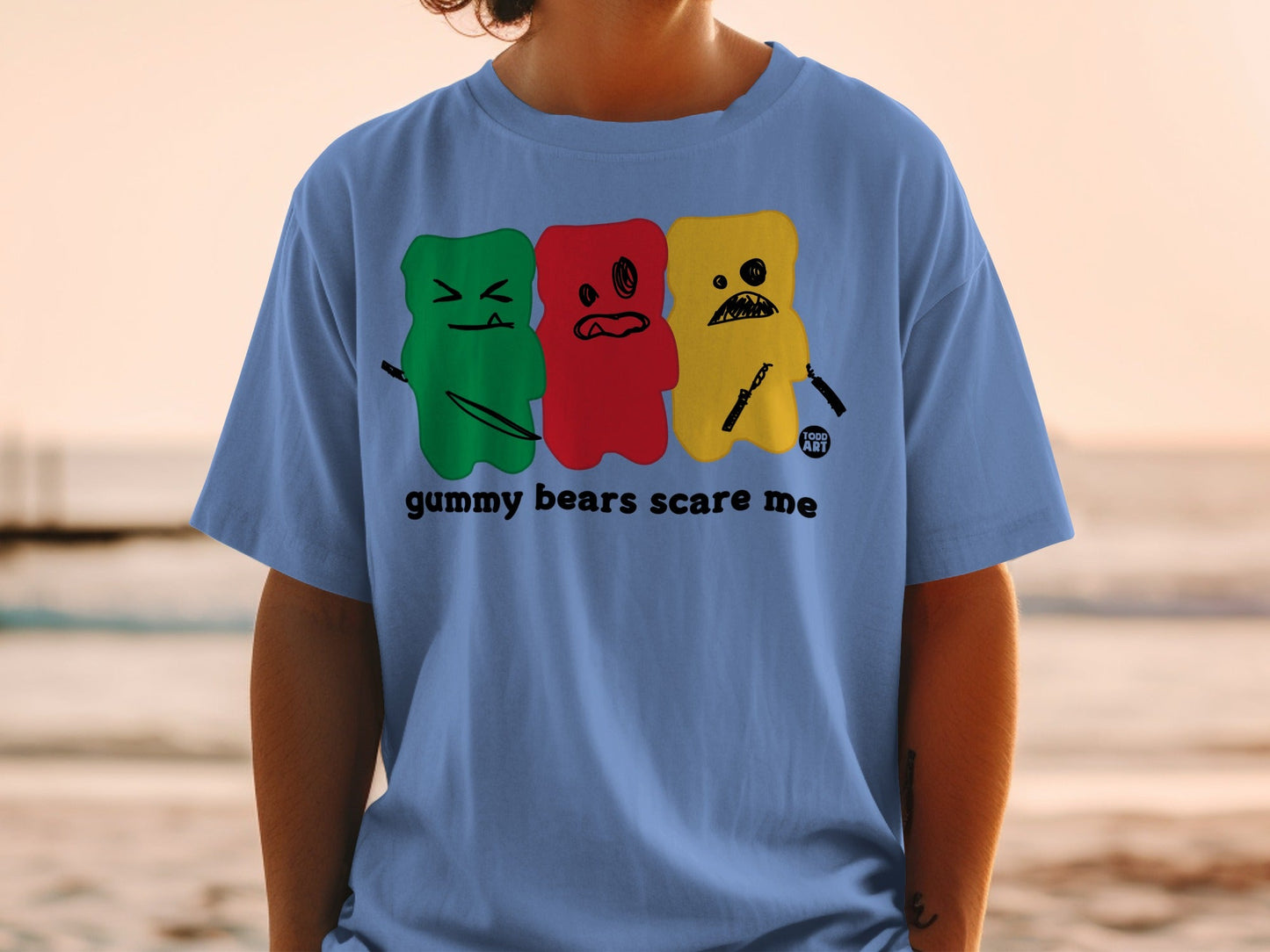 Funny Gummy Bears Scare Me Printed T-shirt