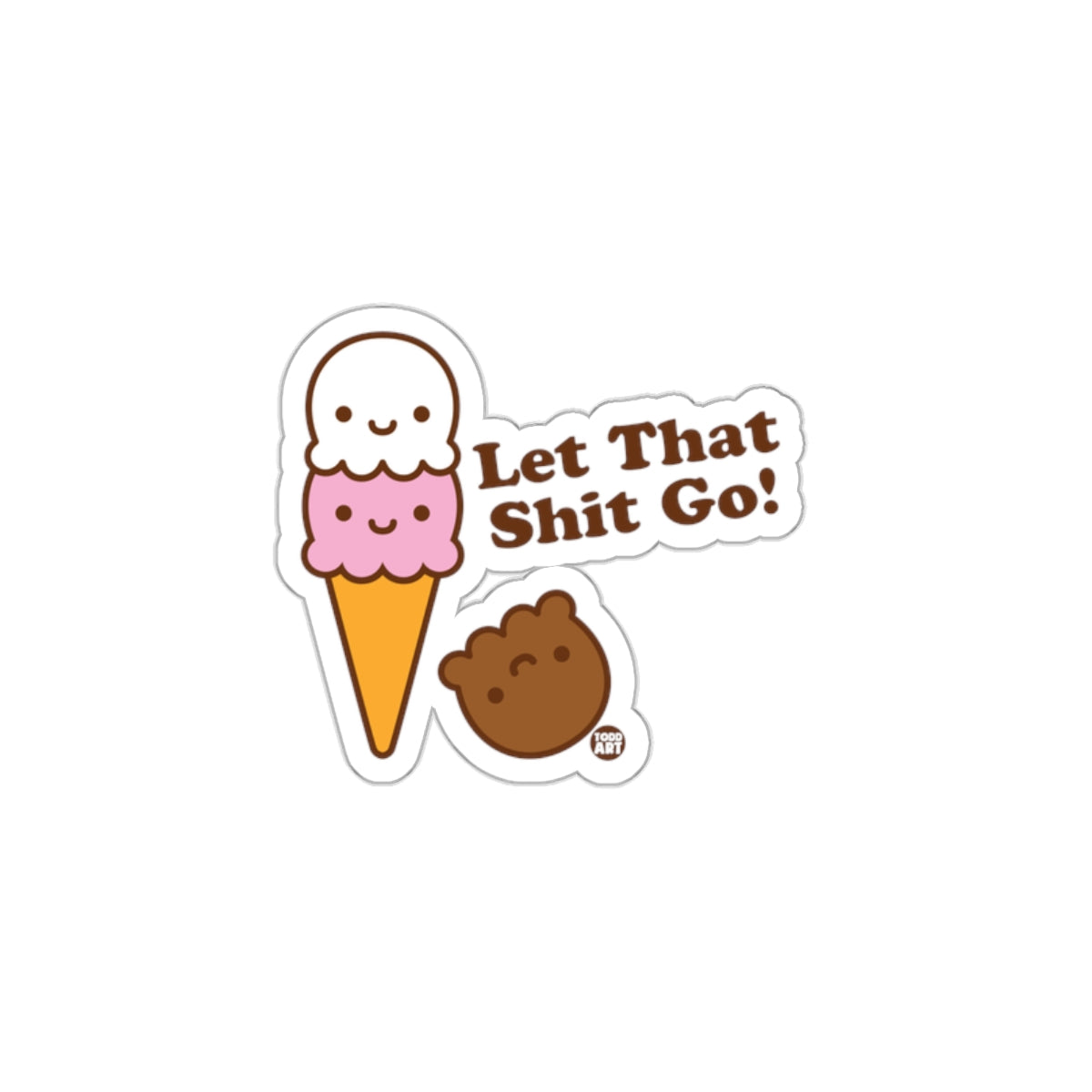 Cute Ice Cream and Bear Let That Go Sticker