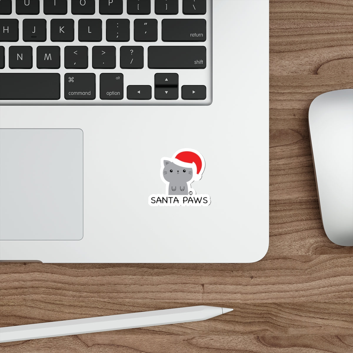 Cute Santa Paws Cat Sticker for Holiday Season Fun