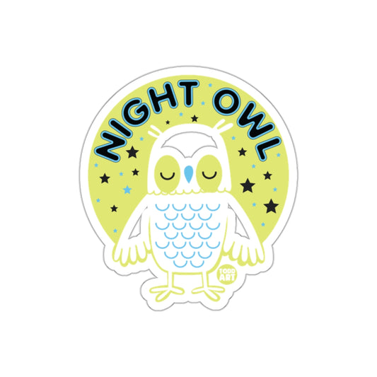 Cute Sleepy Owl Night Owl Todd Art Round Design Stickers