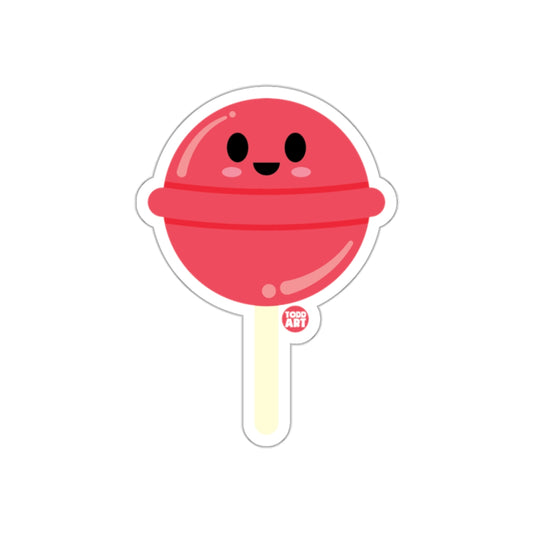 Cute Happy Red Lollipop Cartoon Sticker Decal