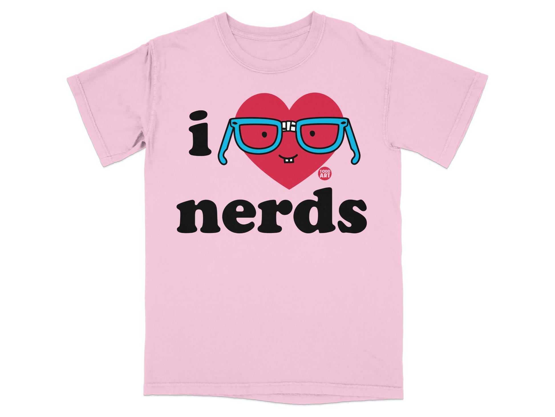 I Love Nerds Graphic Pink T-Shirt Fun Geeky Apparel