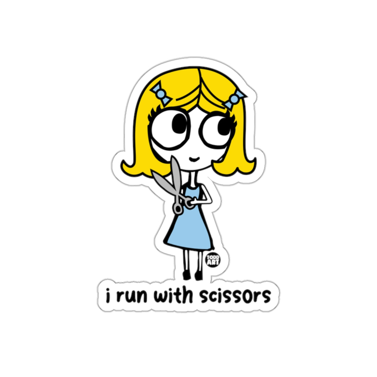 Cute Cartoon Girl Holding Scissors Sticker