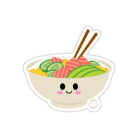 Cute Smiling Sushi Bowl with Chopsticks Sticker