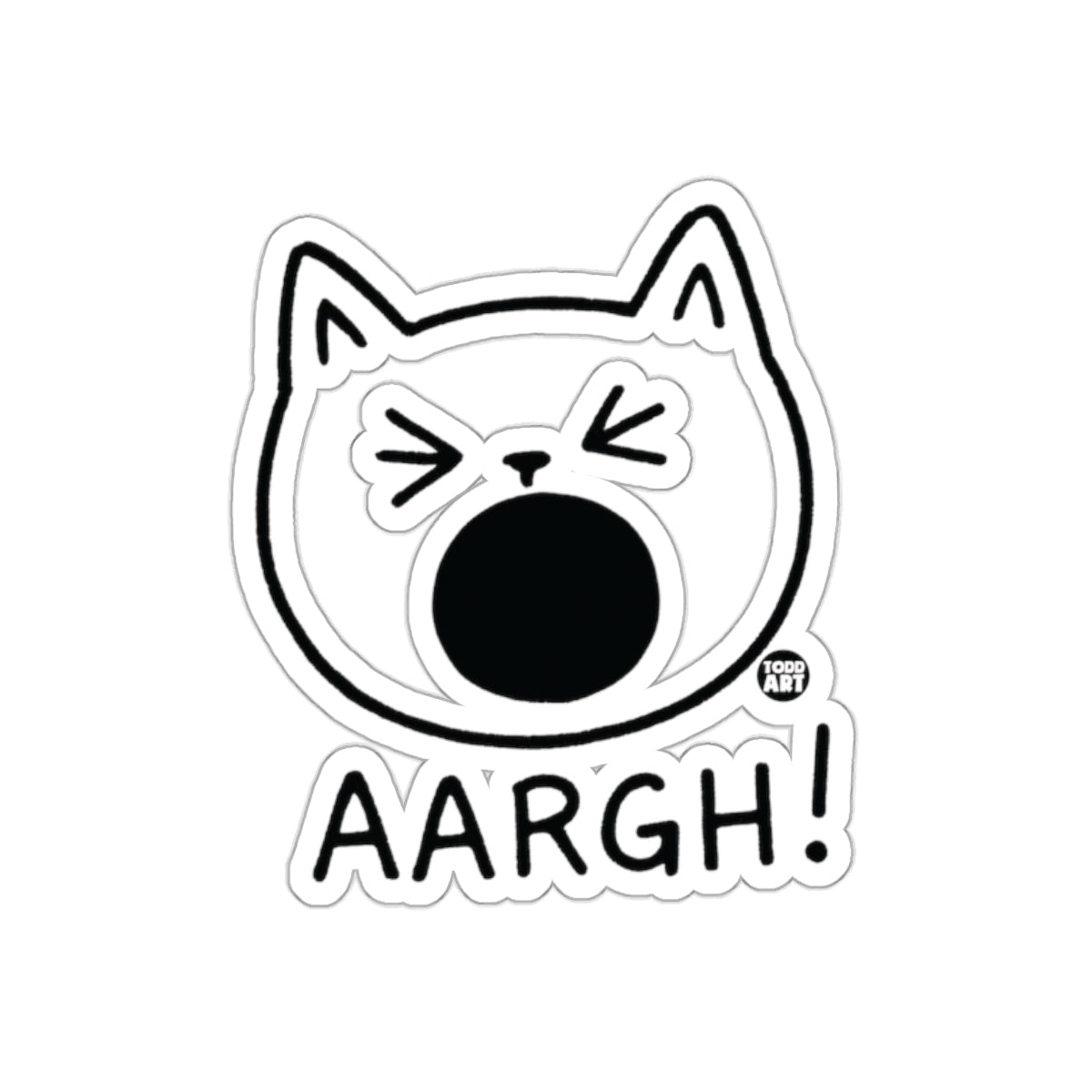 Aargh Cringing Cat with Open Mouth Sticker