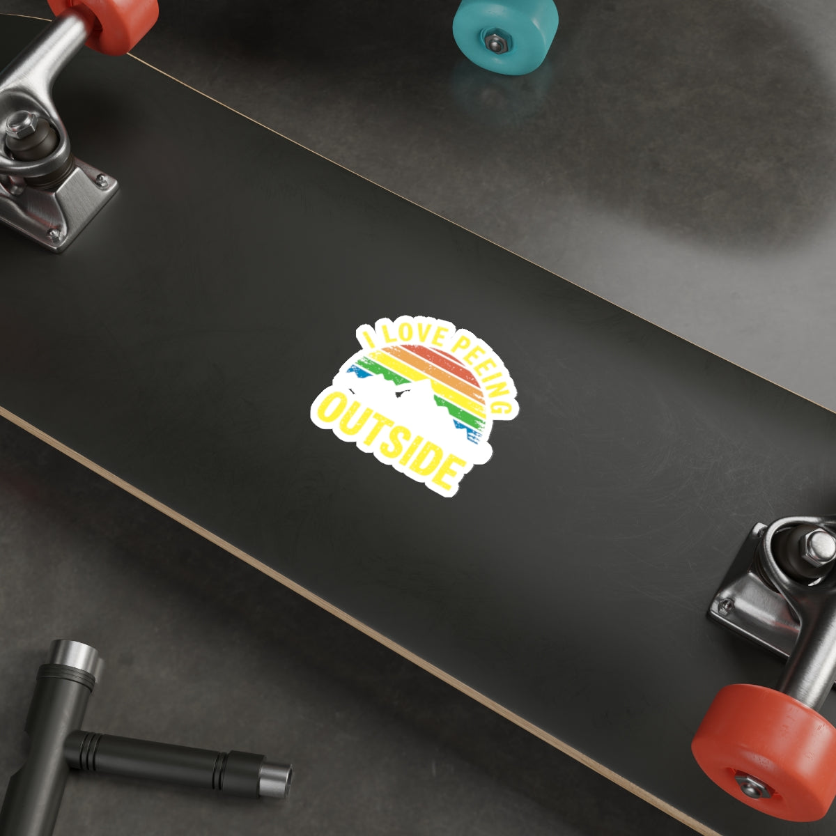 I Love Peeing Outside Mountain Scene Funny Stickers