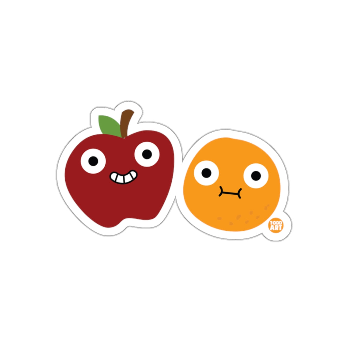 Cute Cartoon Apple and Orange Characters Sticker