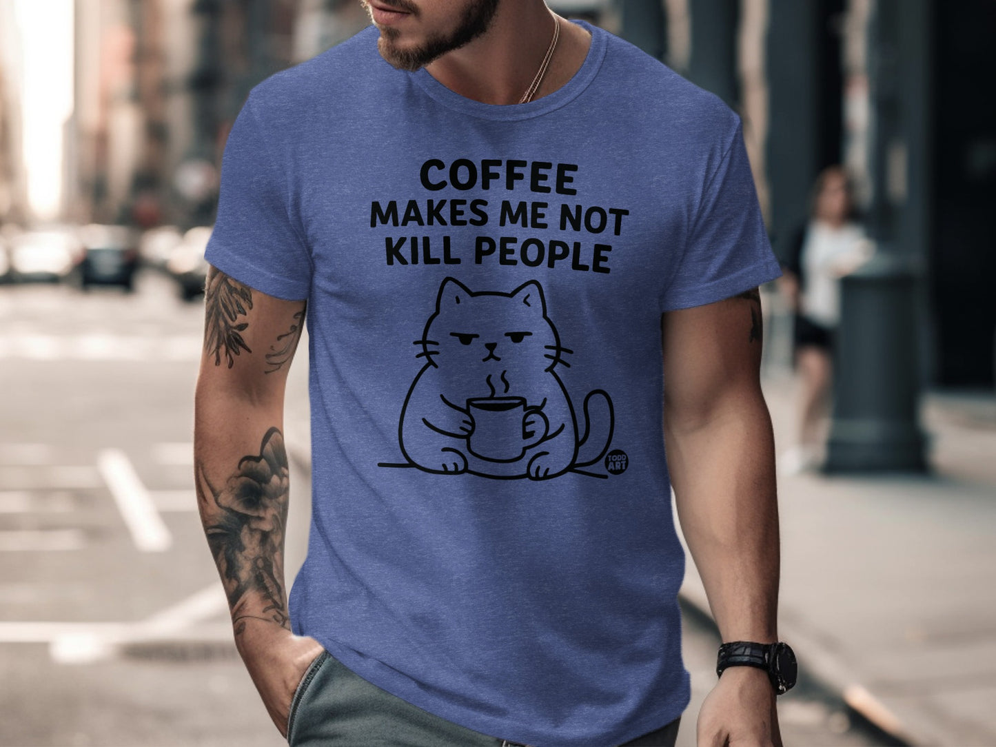 Funny Cat Coffee Makes Me Not Kill People Shirt product