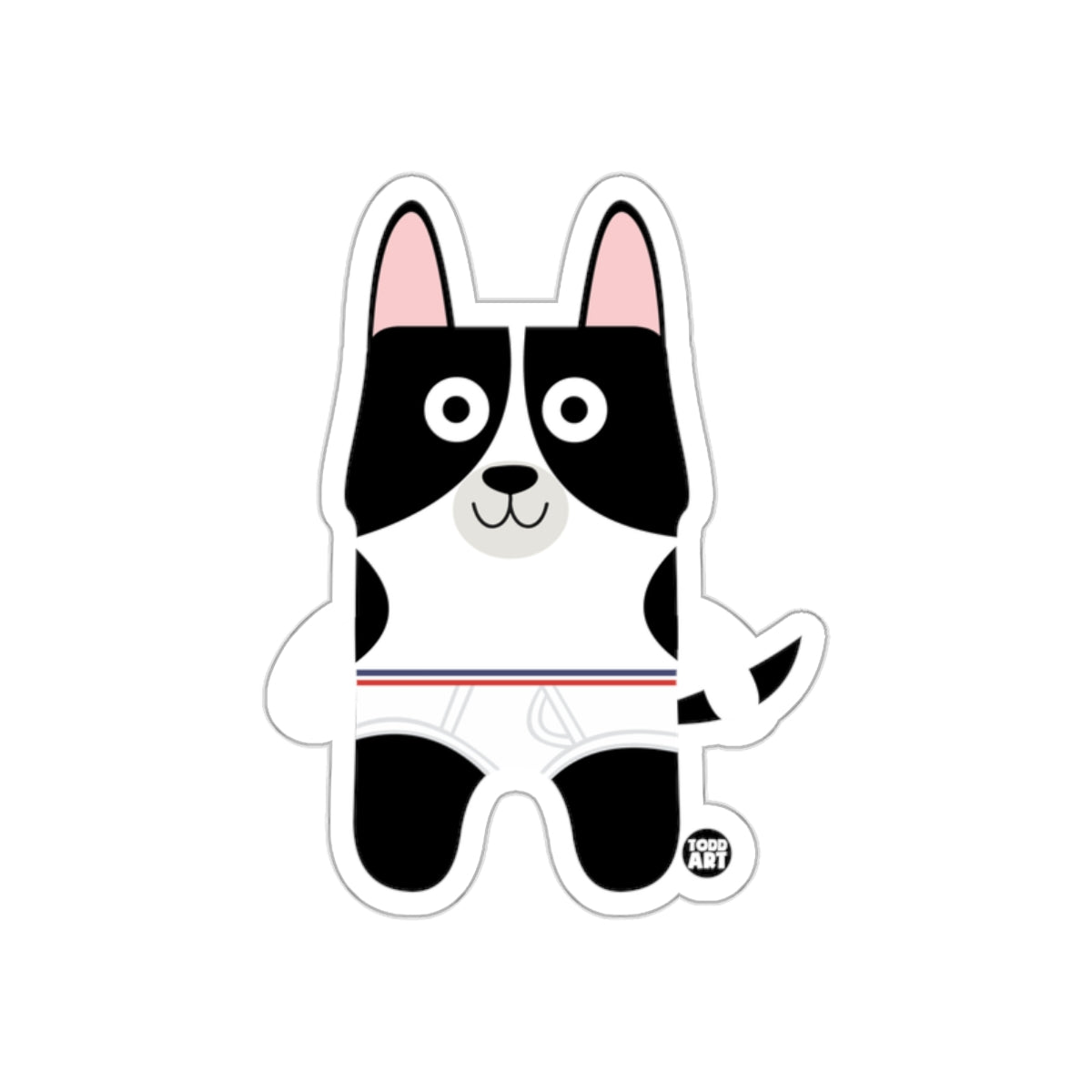 Cute Cartoon Black and White Dog Sticker Design