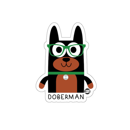Cute Cartoon Doberman with Glasses Sticker