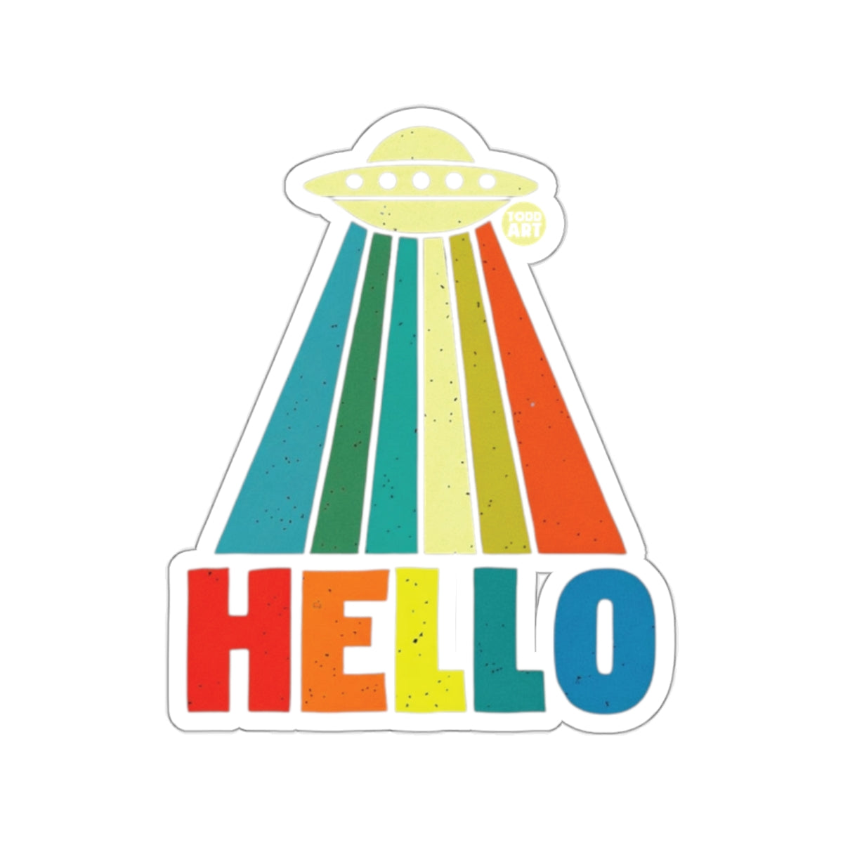 Colorful UFO Hello Sticker for Various Surfaces