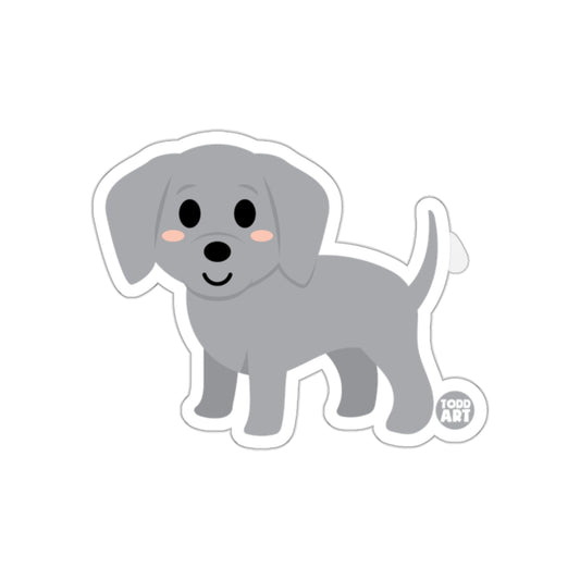 Cute Toddler Art Gray Puppy Dog Sticker Design