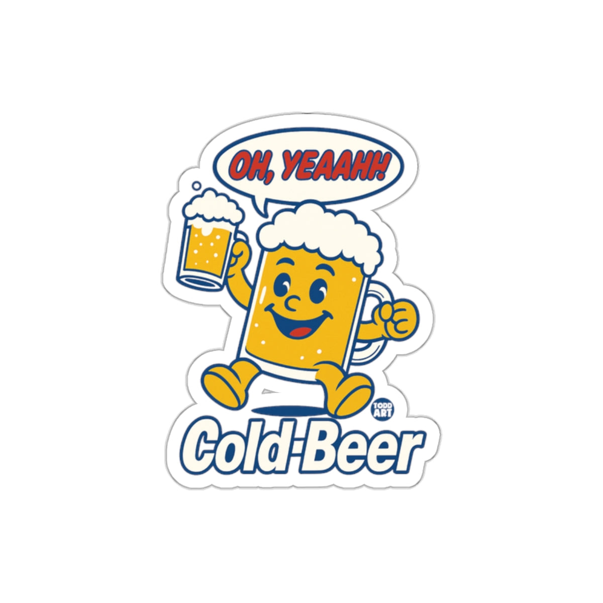 Oh Yeaah Cold Beer Sticker Fun Beer Lover Decal