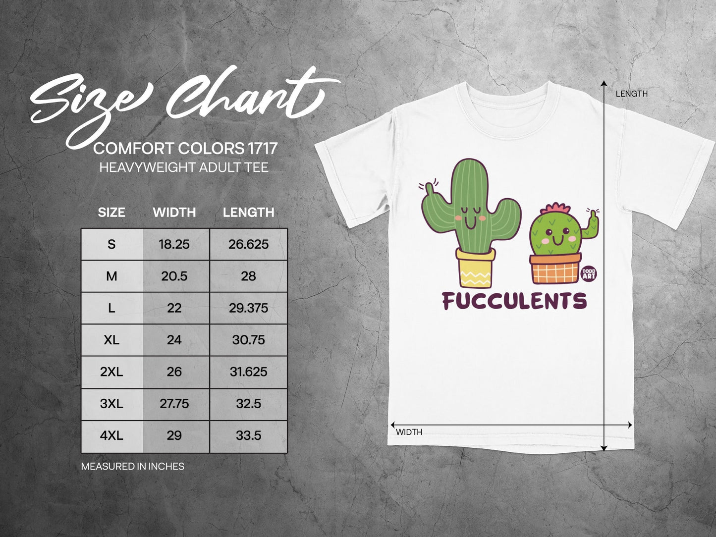 Quirky Cactus Characters FUCCULENTS Adult Tee