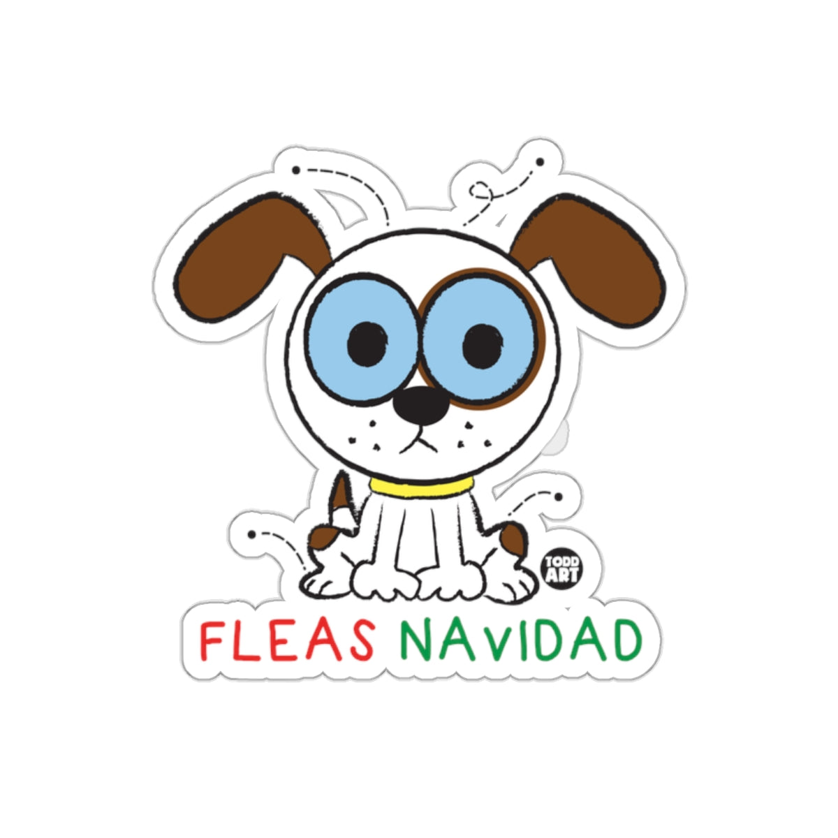 Fleas Navidad Cute Festive Dog Sticker