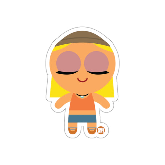 Vibrant Character with Closed Eyes Art Sticker