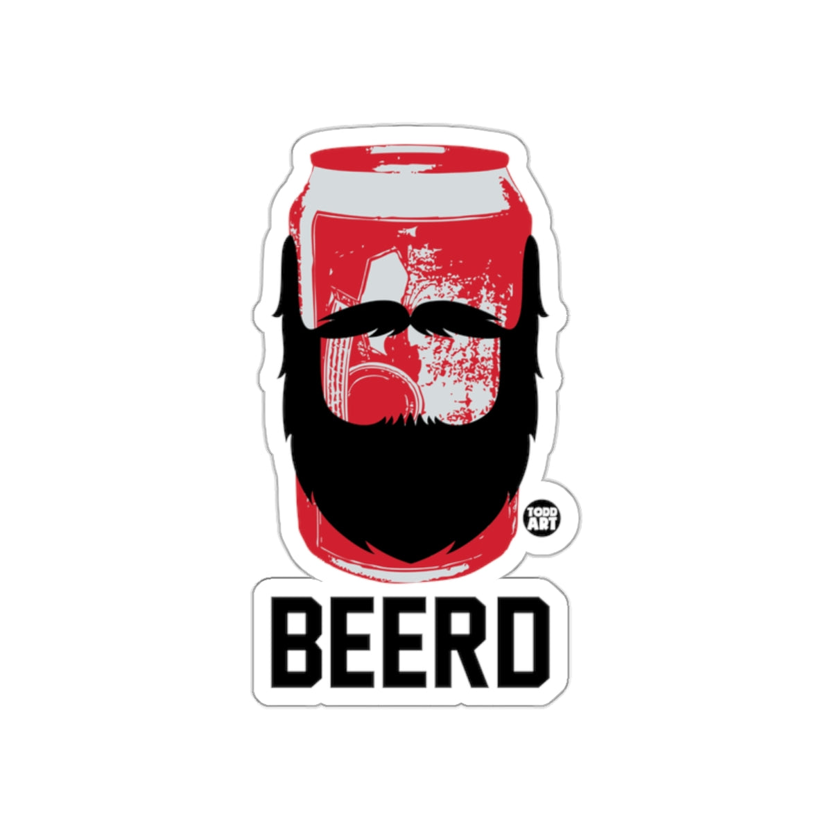 BEERD Funny Beard and Beer Can Sticker Art