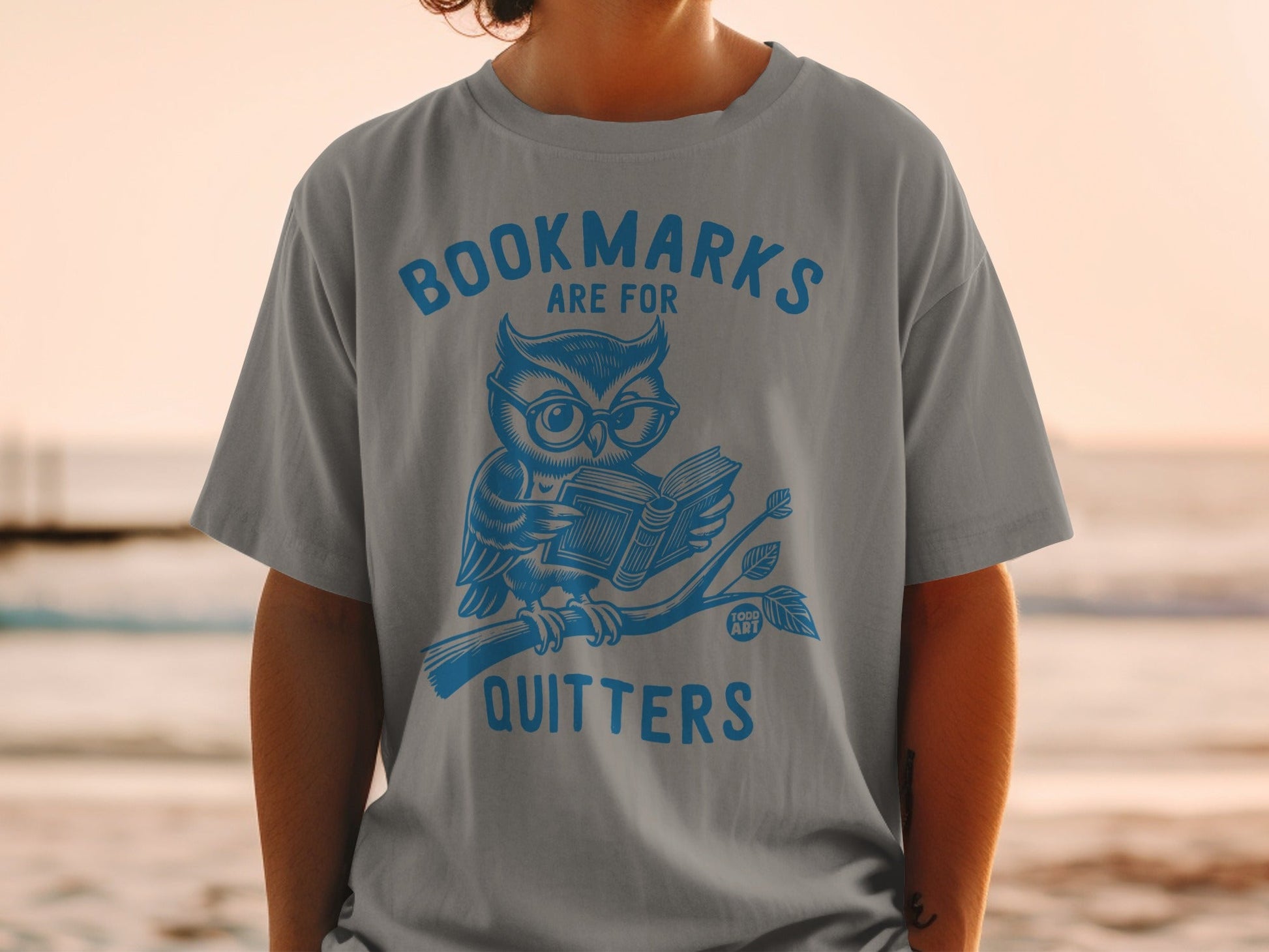 Bookmarks Are For Quitters Owl Graphic Tee Shirt