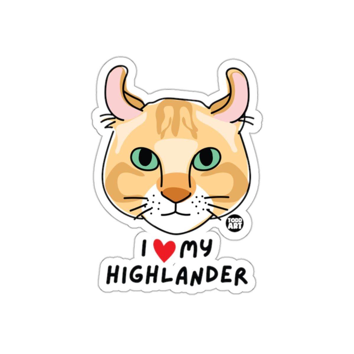 I Love My Highlander Cute Cat Sticker Product