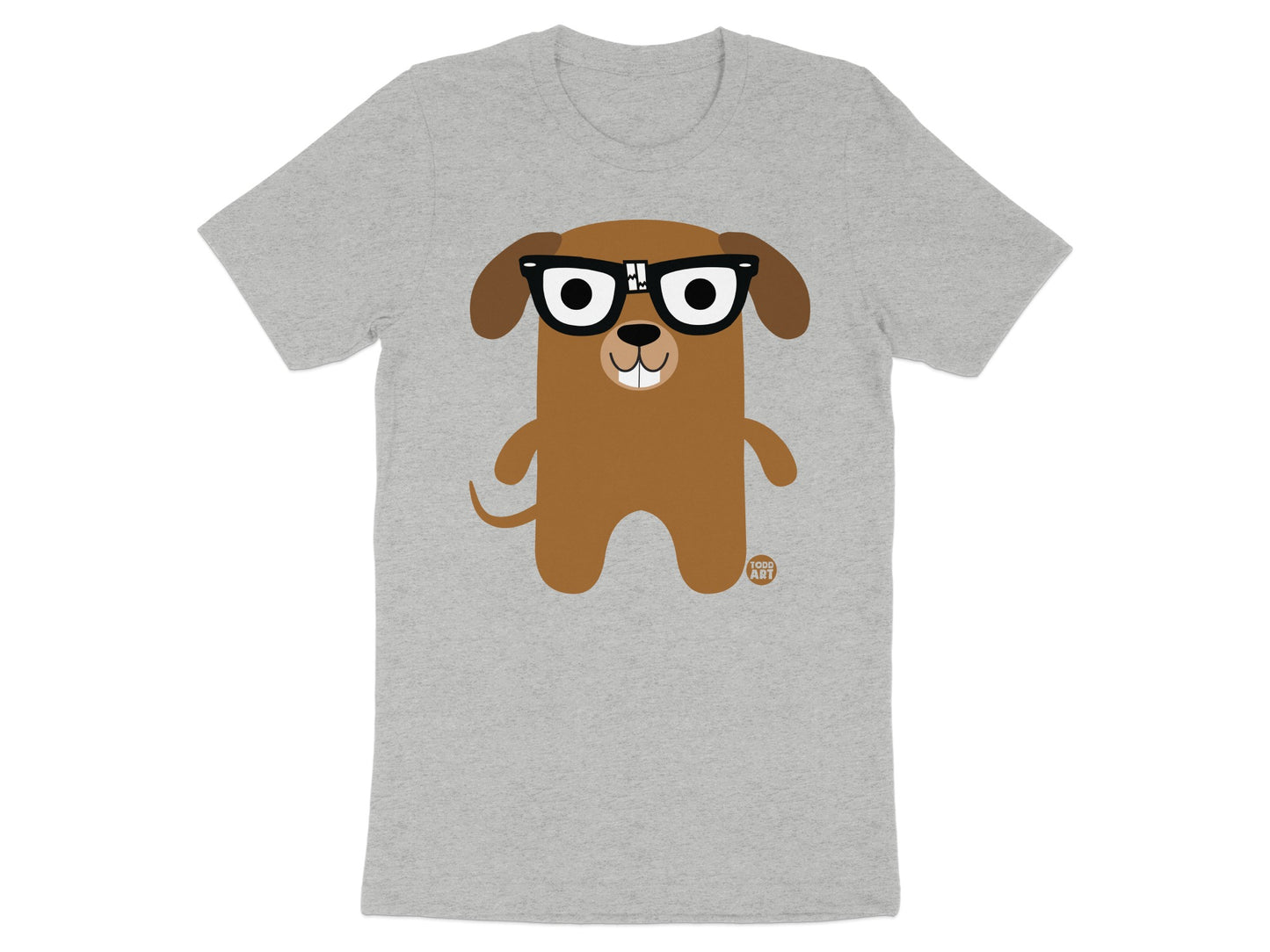 Cute Cartoon Dog with Glasses Graphic T-shirt