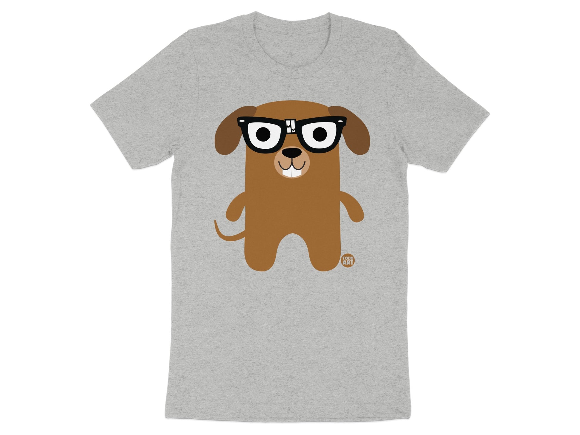 Cute Cartoon Dog with Glasses Graphic T-shirt