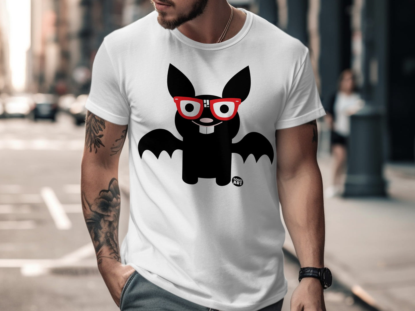 Adorable Bat with Red Glasses Graphic T-Shirt
