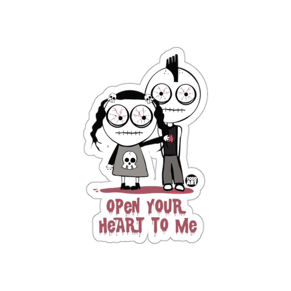 Open Your Heart To Me Cute Quirky Sticker Art Design