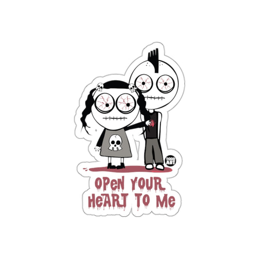 Open Your Heart To Me Cute Quirky Sticker Art Design