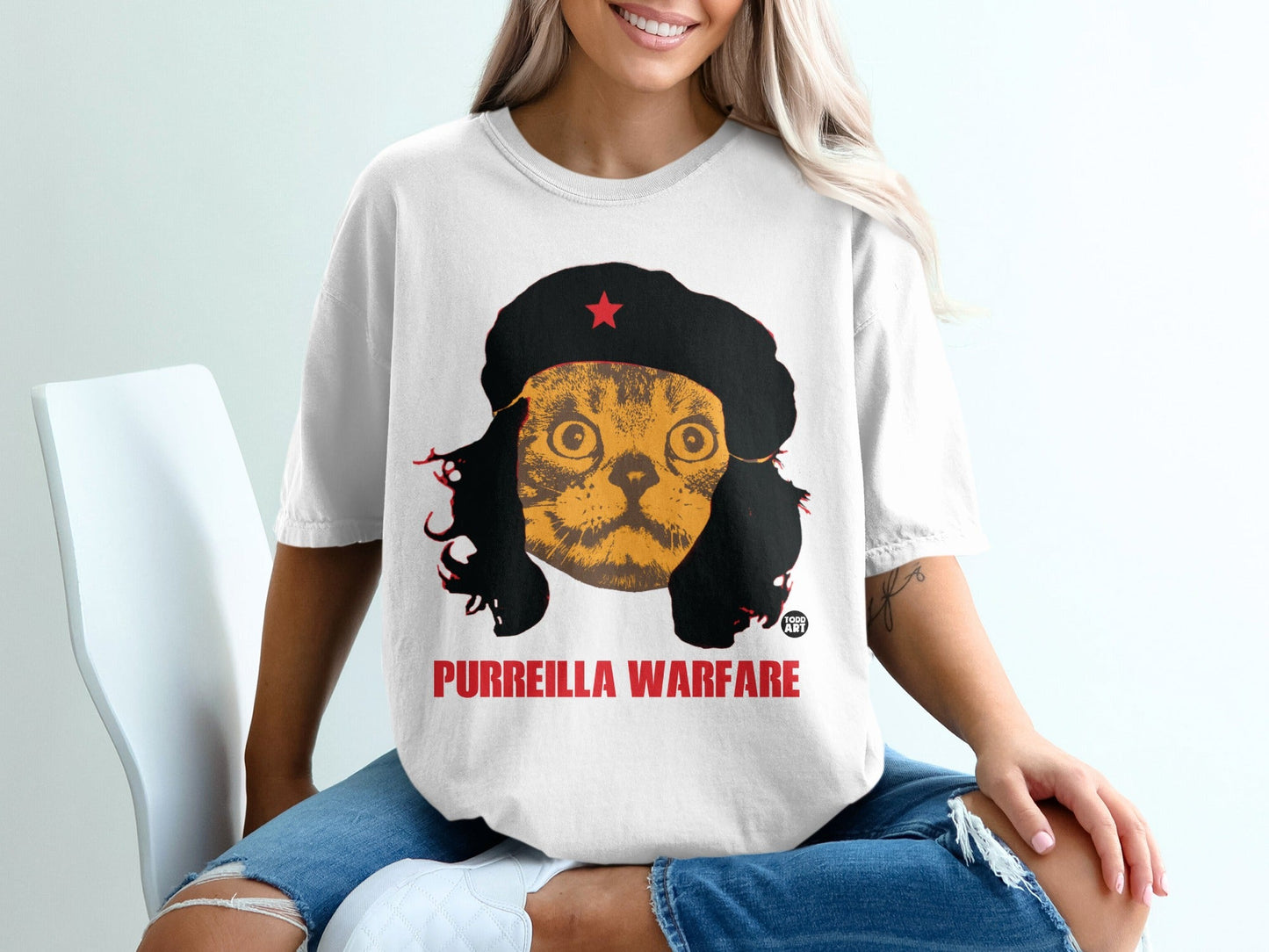 Purreilla Warfare Graphic Cat Print T-shirt