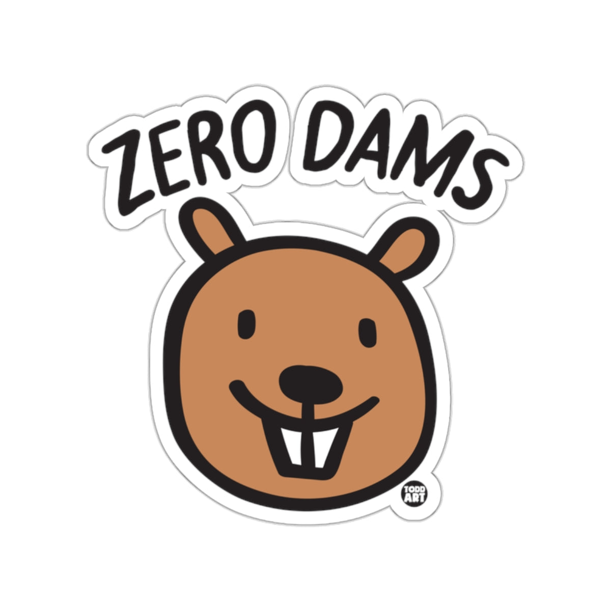 Zero Dams Smiling Beaver Face Funny Sticker Product