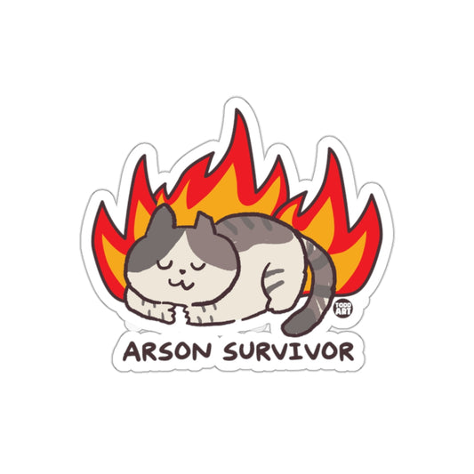Arson Survivor Cat In Flames Cartoon Illustration Stickers