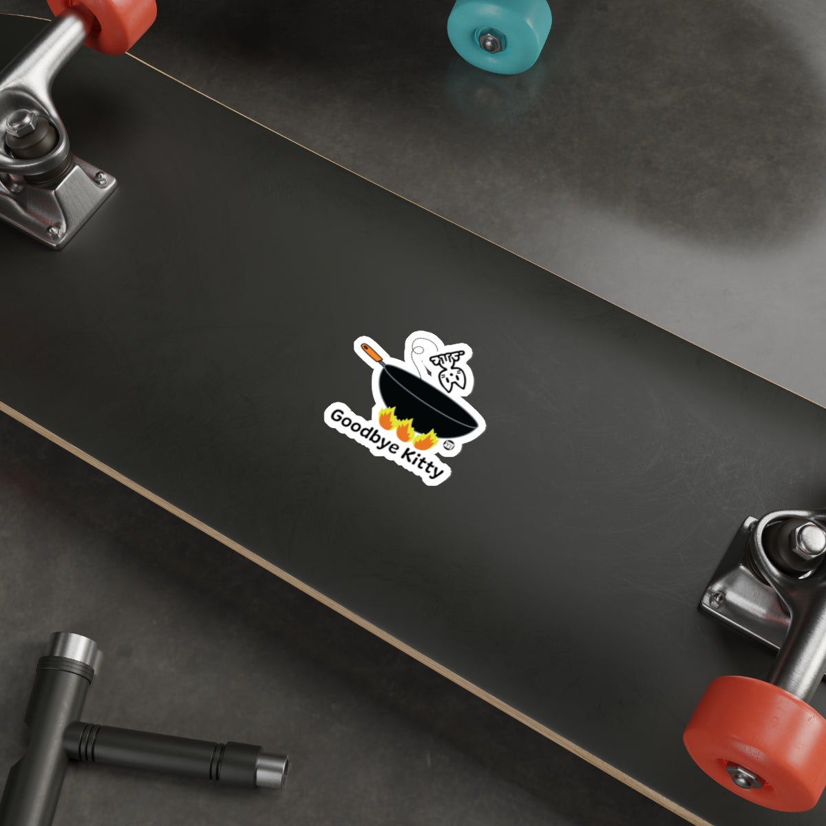 Goodbye Kitty Sticker for Skateboard Custom Design