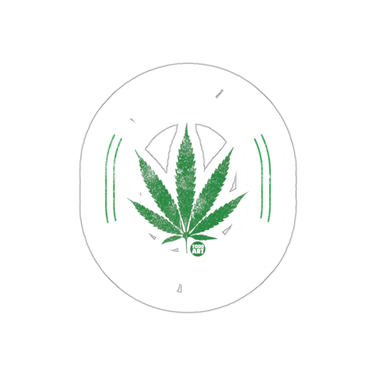 Cannabis Leaf Design on White Circular Sticker