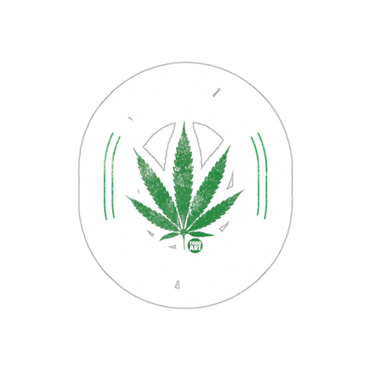 Cannabis Leaf Design on White Circular Sticker