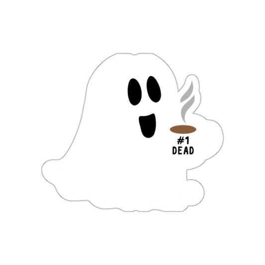 Cute Ghost With #1 Dead Coffee Cup Sticker
