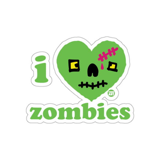 I Love Zombies Sticker for Horror Enthusiasts Fans