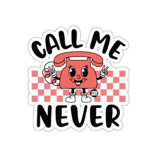 Call Me Never Retro Cartoon Sticker Design