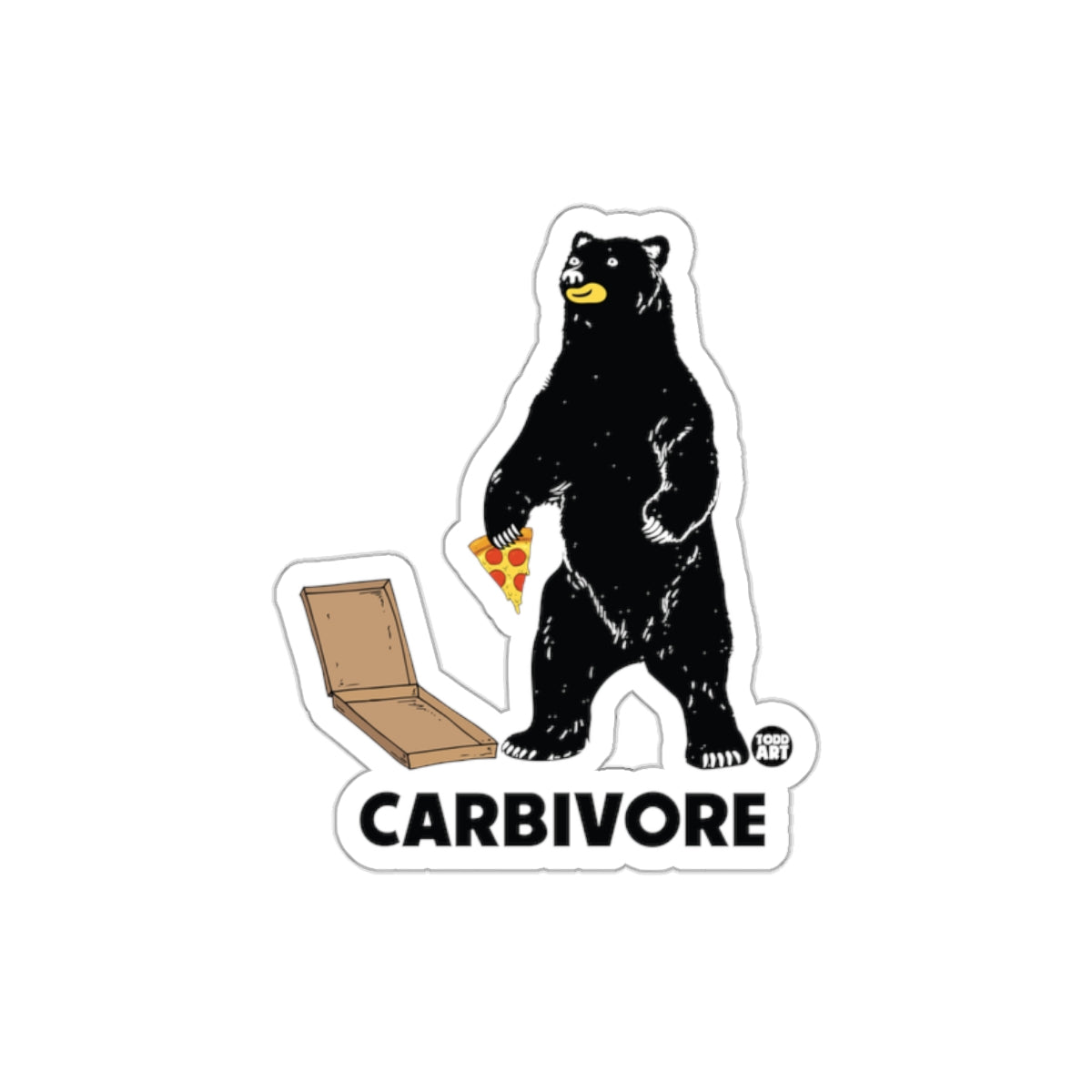 Funny Pizza Eating Bear Carbivore Sticker for Laptops