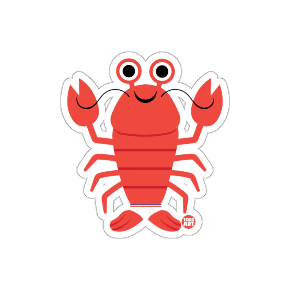 Cute Smiling Lobster Cartoon Illustration Sticker