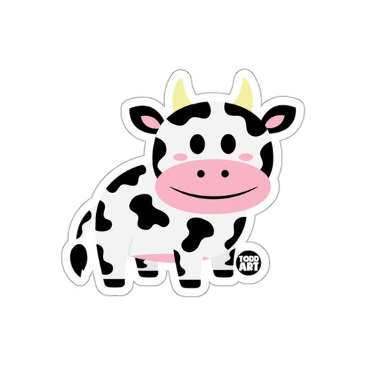 Cute Cartoon Cow with Pink Cheeks Character Sticker